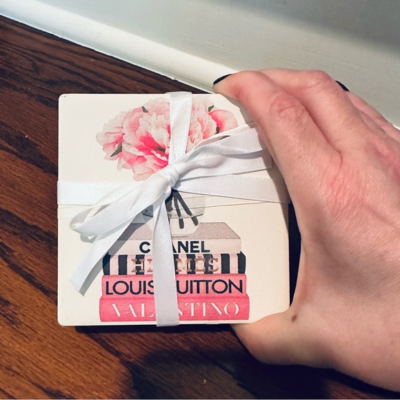 Amanda Greenwood Luxury Ceramic Coasters – Set of 4 Designer Chic Prints NWT - Picture 5 of 15